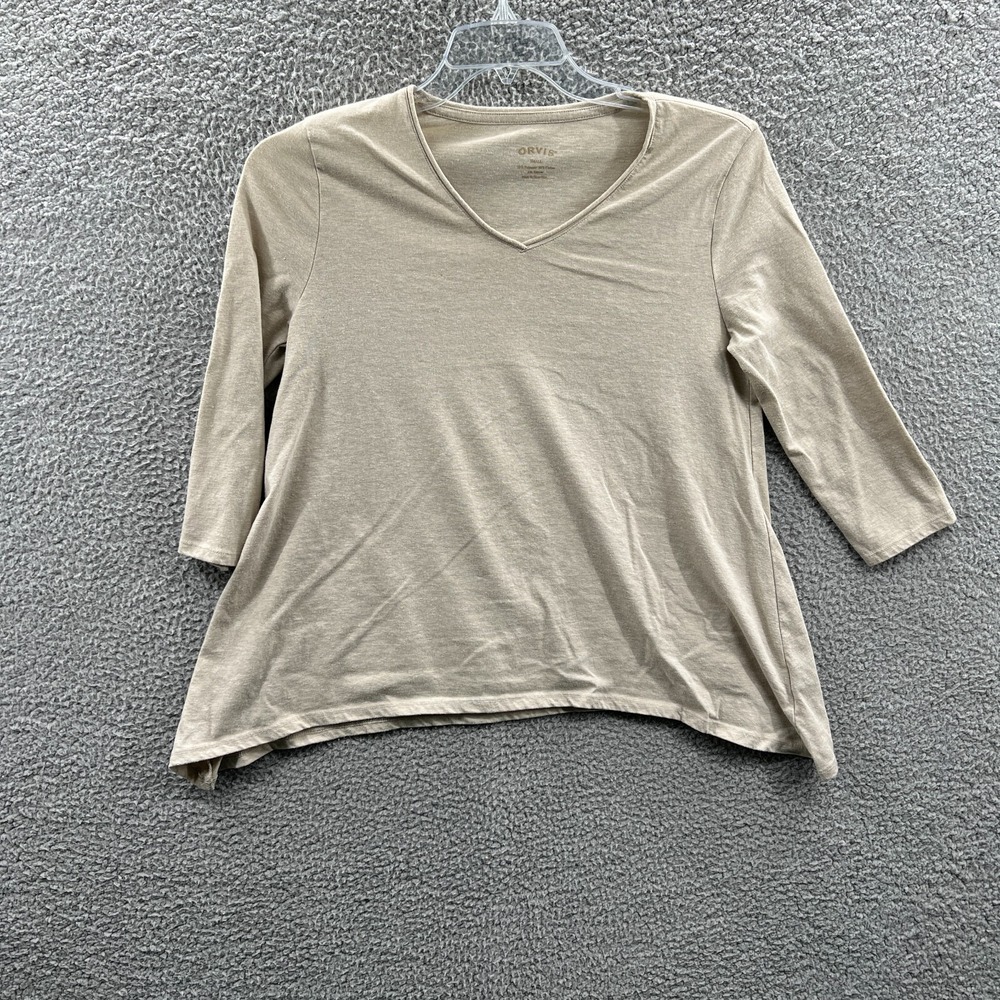 Orvis Womens‎ Lightweight Knit Top S Minimalist Capsule Neutral V Neck Casual